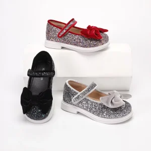 Hot Styles for Kids Dancing Princess Flat Dress Shoes Crystal Lightweight Rubber Sole for Weddings Parties Girls’ Ballet Flats