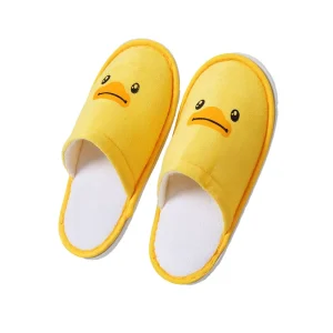 Hotel Amenities Yellow Duck Velvet Cotton Kid Hotel Slippers for Children