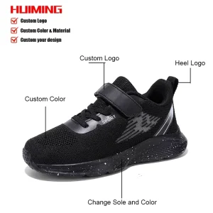 HuiMing in Stock Customize Fashion Kids Running Shoes Buckle Strap Boys Children Shoes