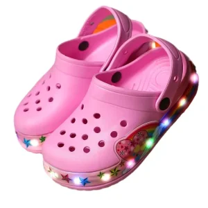 In Stock for Sell Breathable Girls Boys Cartoon Car Flashing Lighting Sandal LED Clog Shoes for Kids