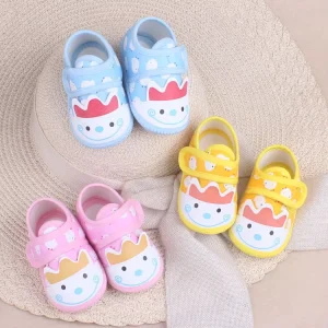 In-stock Spring Autumn Non-slip Baby Walking Shoes Bow Square Toe Hook Loop Closure Cartoon Pattern Infant Shoes 127