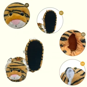Indoor Adult Plush Animal Stuffed Cute Tiger Slippers for Men and Women Tiger Plush Shoes Very Warm