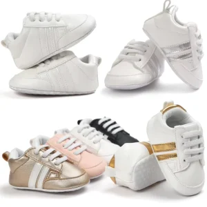 Indoor Baby Shoes Pu Sole Non slip PU Belt Striped Cool Baby Sneakers Leather Upper Baby Infant Walking Shoes