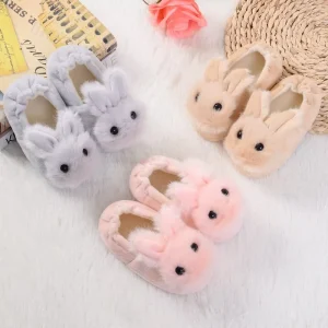 Indoor House Style Warm Cartoon Plush Rabbit Slippers for Children
