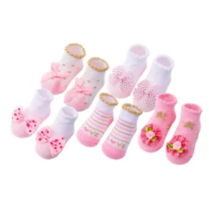 Infant 0-2 Years Newborn Baby Socks Cute Lace Striped Pretty Bows Floor Toddlers Shoe Socks Baby