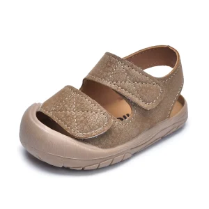 Infant Baby Boys Girls First Walkers Sandals Summer Soft Sole Closed Toe Shoes with Toe Bumper Breathable Non Slip Casual