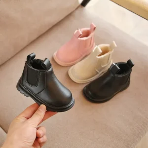 Infant Baby Girls Boots Winter Toddler Shoes Soft Bottom Warm Plush Shoes PU Leather Children Shoes Kids Boots
