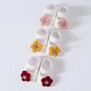 Infant Baby Girls Mary Jane Flats with Headband Baby Girl Flower Princess Shoes Soft Sole Non Slip Princess Dress Shoes