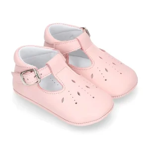Infant Baby Girls Soft Sole Leather Dress Mary Jane T Strap Shoes for Party Flat Design Winter and Summer