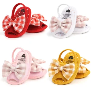 Infant Baby Shoes Girl Shoes New Summer Girl Sandals Bowknot Rubber Sole Anti Slip Newborn First Walker Crib Shoes