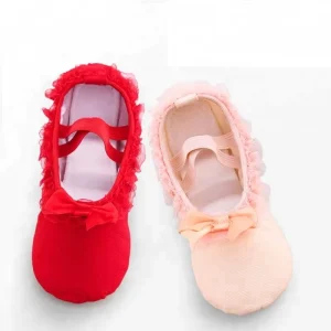 Infant Girls Lace Dance Slippers Soft Ballet Shoes