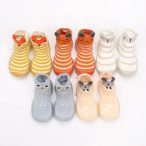 Infant Toddler First Walkers Cartoon Animals Non-slip Elastic Socks Shoes Knitted Non-skid Socks for Babies