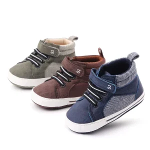Infant Toddler Soft Sole Baby Shoes Middle Upper Hook & Loop Casual Shoes First Walking Shoes