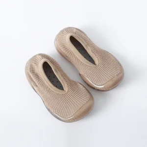 Infants Toddlers Boys Girls Non Slip Slip On Rubber Upper Soft Sole Lightweight Low Cut Walking Shoes Cotton Fabric Lining