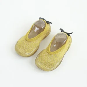 Infants Toddlers Non Slip Slip On Rubber Upper Soft Sole Walking Shoes Combed Cotton Silicone Grips Lightweight Low Cut Shoes