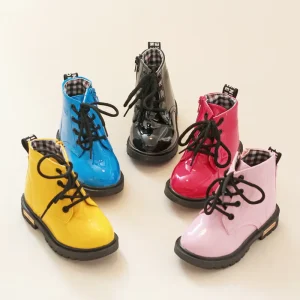 Ins Fashion Winter Autumn Kids Casual Boots Patent Color Waterproof Baby Boy Girl Boots