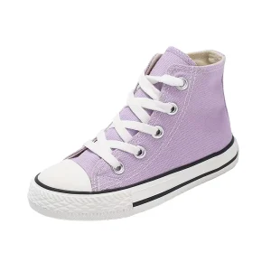 JHT Spring Summer Fashion Trend Anti slip Flat Thick Zip Lace up Solid Canvas Rubber Outsole Sneakers High Top Kids Casual Shoes