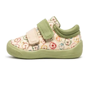 JIAN ER Cute Bear Pattern Canvas Toddler Sneakers Hook & Loop Casual Walking Shoes Soft Daily Footwear for Baby Boys and Girls
