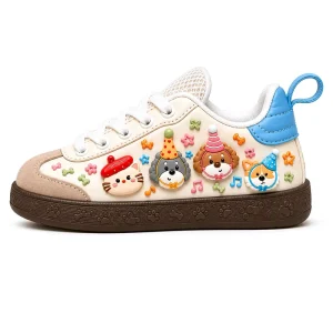 JIANER Kids Cartoon Animal Decor Skate Shoes Lightweight Non Slip Children Casual Walking Sneakers