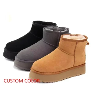 JY High Quality Ladies Kids Men Warm Winter Ankle Snow Boots Waterproof Warm Real Cowhide Cotton Shoes