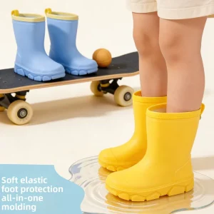 Jecool Kids PVC Rain Boots Boys Girls Slip On Cute Non Slip Waterproof Fleece Lined Warm Factory Direct