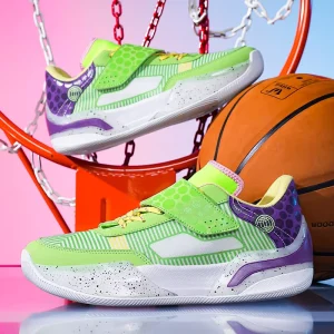 Junior High School Basketball Racing Shoes for Boys Girls Lightweight Fashion Trend Cushioning Lace Up Big Children’s Running