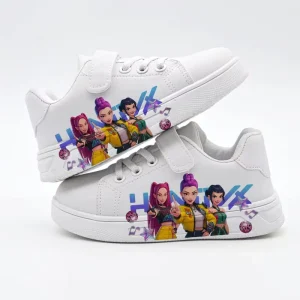 K pop Witcher Girls’ Shoes Three Sisters Velcro Sneakers Durable White Sneakers UV Printing