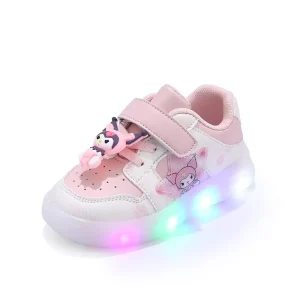 Kawaii Anime Leather Bound Kids Shoes Cartoon LED Light up 1 6 Years Children Shoes