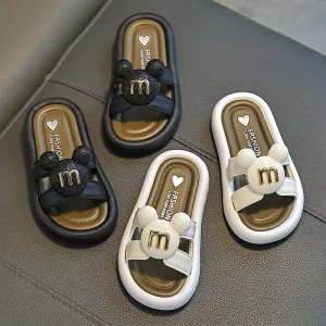 Kid Slippers Summer Cute Girls Slippers for Outdoor Cartoon 3D Style Oper toe Beach Shoes Lightweight Fashion Causal Sandals