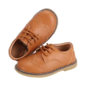 Kid Toddler Girls Boys Dress Shoes Lace up Comfort Oxford School Uniform Shoes Loafer Flats