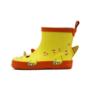 Kids 3D Dinosaur Rubber Rain Boots Waterproof Non Slip Toddler Wellies Cartoon Animal Rain Shoes With Pull Tab for Boys Girls