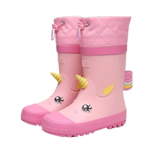 Kids Anti Slip Rain Boots Waterproof Warm Rubber Boots With Cuff for Children