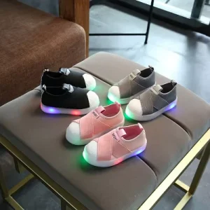 Kids Baby Infant Girls LED Luminous Sports Shoes Sneakers Cross Strip Little White Shoes Beautiful Baby Girls Boys Casual Shoes
