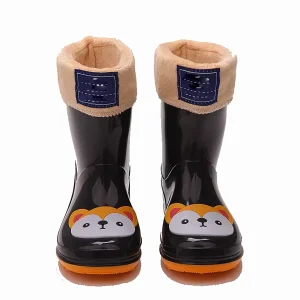 Kids Baby Oem Customized Knee High Winter Fur Lining Shiny Pvc Boots for Children