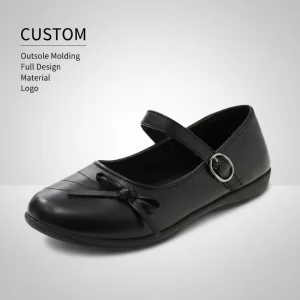 Kids Black Mary Jane Shoes Bow Strap School Uniform Shoes for Girls