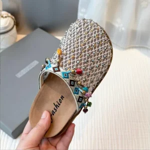 Kids Bohemian Vacation Mesh Slippers Summer New Soft Rubber Outsole Princess Shoes Mesh Clogs Sandals
