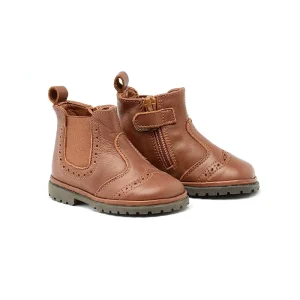 Kids Boots Classic Zipper Brown Casual Shoes for Boys Ankle Leather Boots