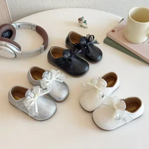 Kids Boutique Footwear Spring Autumn Children Party Shoes Lace Bow Princess Girls Dress Shoes