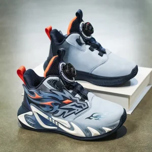 Kids Boys Teenager High Cut Running Sneakers Casual Basketball Shoes Sport Shoes TPR Midsole EVA Upper Mesh Lining