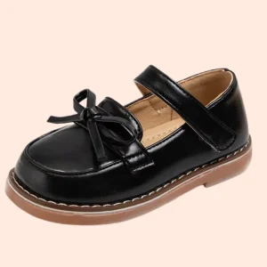 Kids Breathable Butterfly knot PU Leather Flats Out Shoes Summer Dress Shoes Children Girls Bright School Shoes
