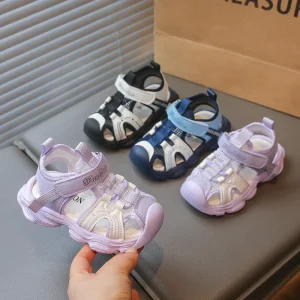 Kids Breathable Mesh Closed Toe Shoes Summer Casual Outdoor Sport Sandals for Boys and Girls