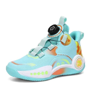 Kids Button Basketball Shoes Wear Resistant Shock Absorption Anti Slip Casual Sports Sneakers