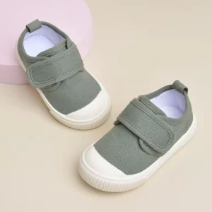 Kids Canvas Shoes Comfort Breathability Outdoor Solid Color Hook and Loop Sport Shoes EK9S91