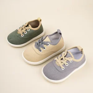 Kids Canvas Shoes Lace up Slip on Color Match Soft Bottom Shoes Customization
