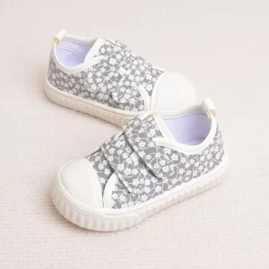 Kids Canvas Shoes Outdoor Comfort Breathability Floral Printing Hook and Loop Sport Shoes