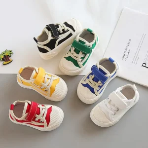 Kids Canvas Sneakers Black Solid Color Casual Soft Princess Shoes for Girls Lightweight Daily Footwear Plastic for Summer