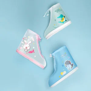 Kids Cartoon Cute Rain Shoes Protector Reusable Waterproof Rain Boot Anti slip Thickened Non slip Rainproof Foot Cover Silicone