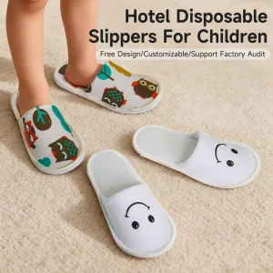 Kids Cartoon Panda Owl Print Disposable Slippers Non woven Guest Slippers for Family Hotel Airline Use