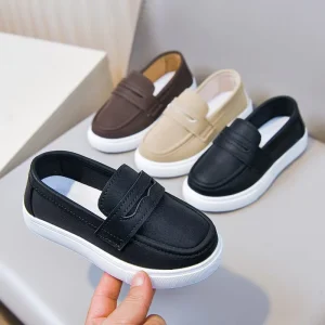 Kids Casual Fashion Spring Summer Children PU Loafers Slip On Soft Sole Flat Dress Shoes for Baby Boys