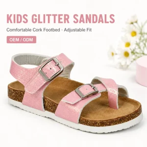 Kids Casual Sandals Cork Glitter Upper OEM